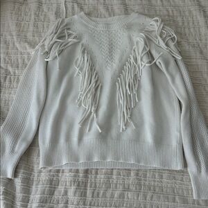 White Fringe Sweater